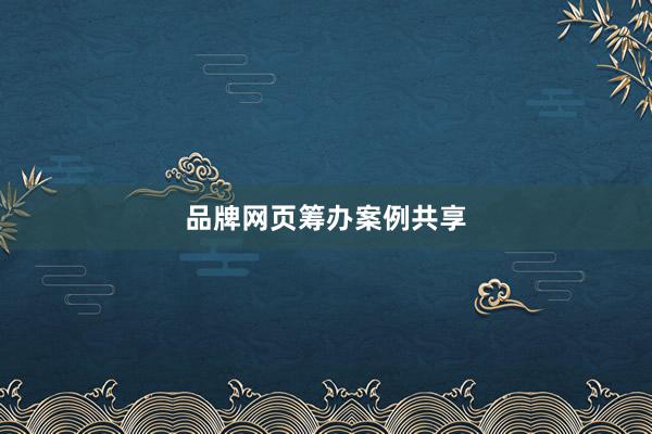 品牌网页筹办案例共享