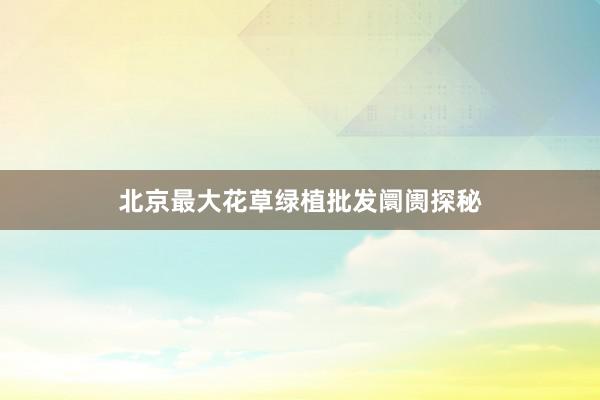 北京最大花草绿植批发阛阓探秘
